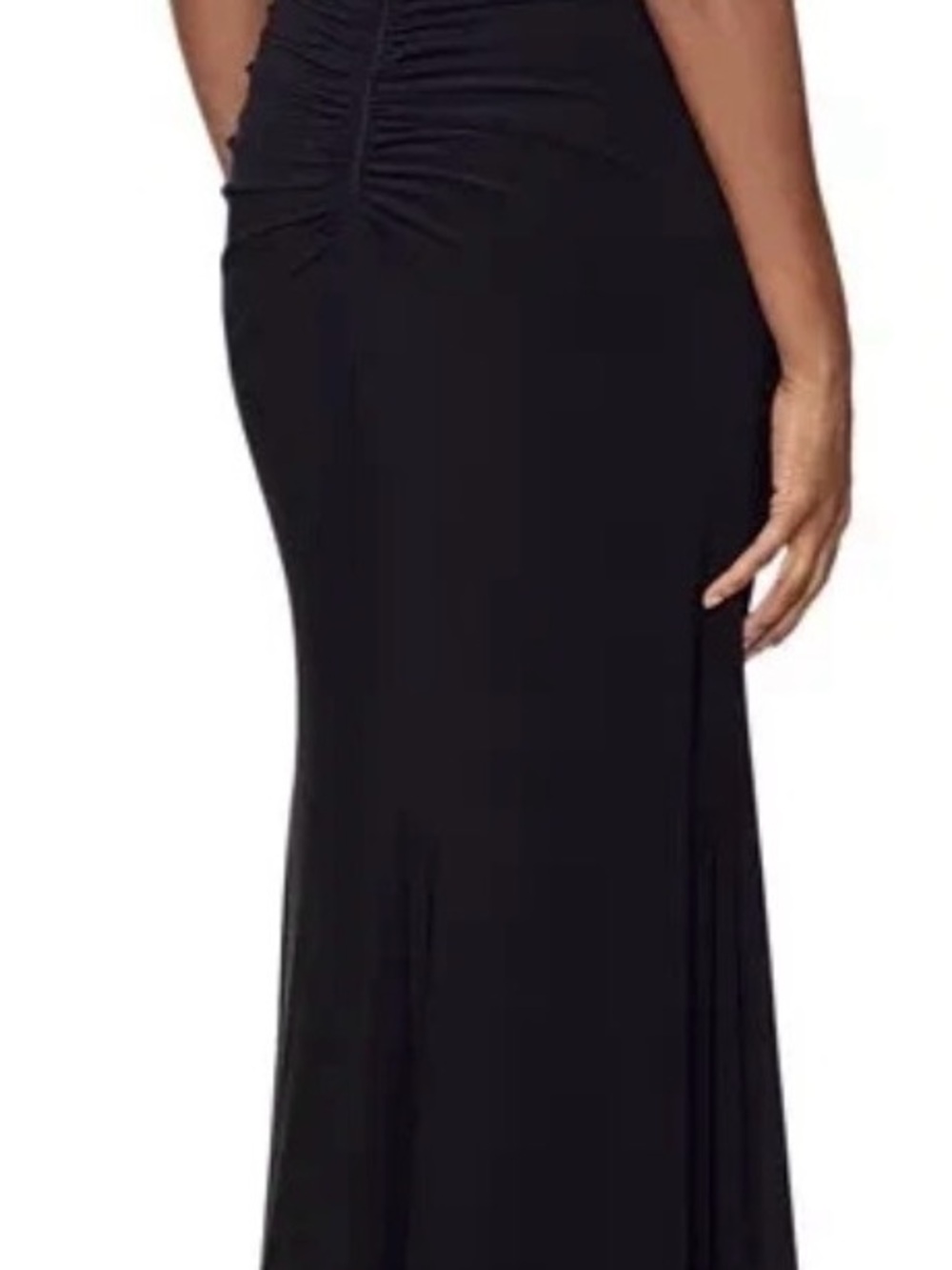 XSCAPE Black Ruffled Off-The-Shoulder Ruched Maxi Gown - Size 8 - Picture 3 of 7